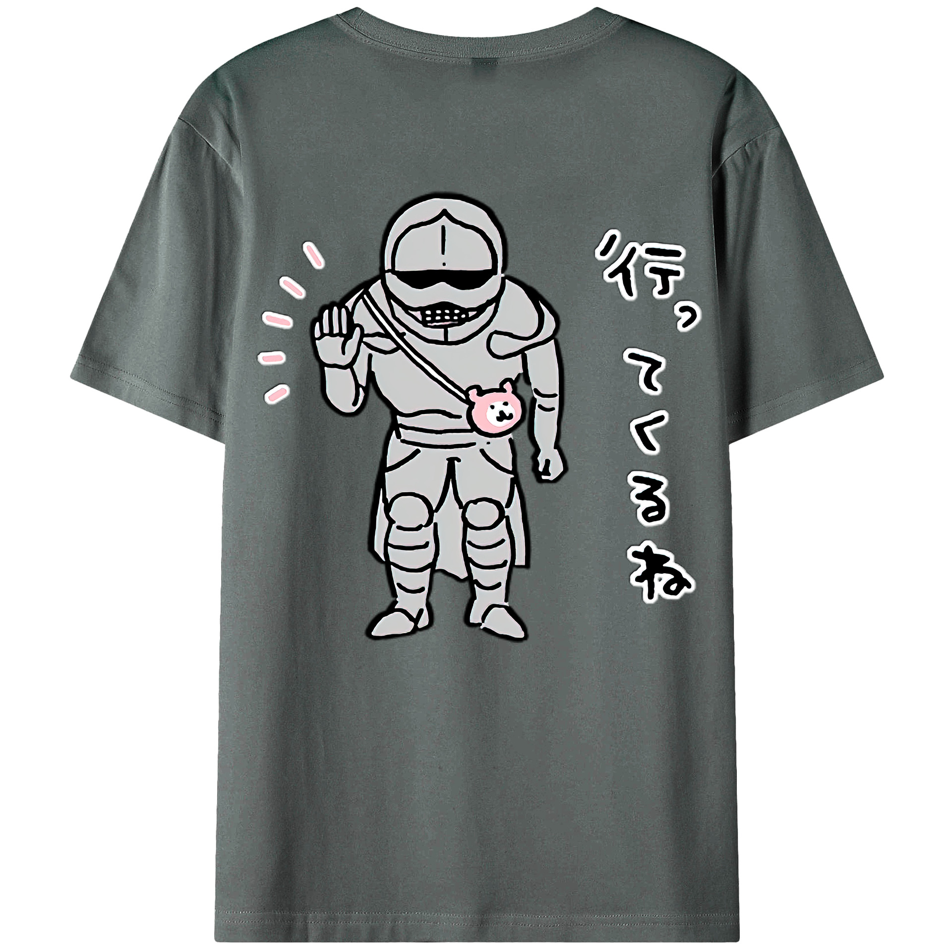 （画像用） ちいかわ 労働の鎧さん Chii-kawa Mr. Armor of Labor 綿100％ メンズ半袖Tシャツ（バックプリント） 通気性